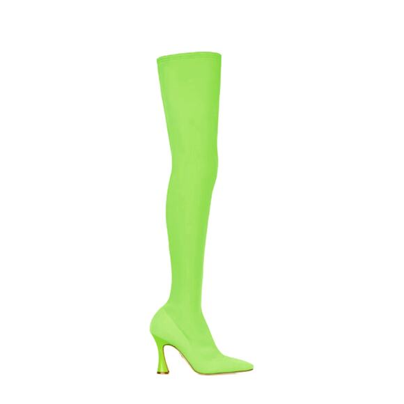 Brother Vellies | Brandy Tall Over The Knee Sock Boots Neon Green Size 9 - Picture 1 of 8